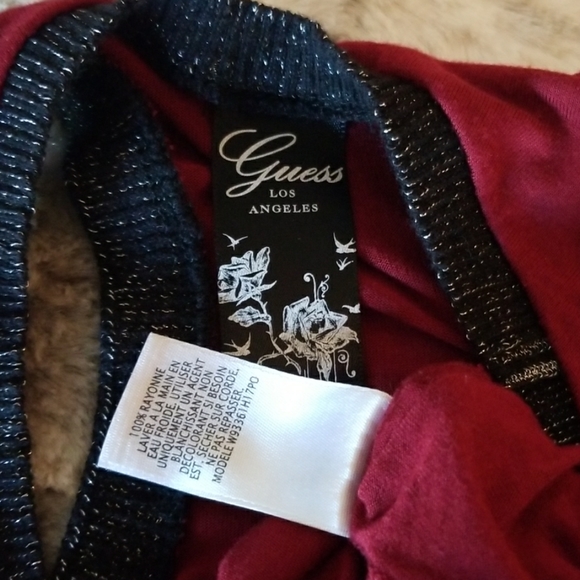 GUESS // burgundy ruffle tank sparkly detail - Picture 8 of 8